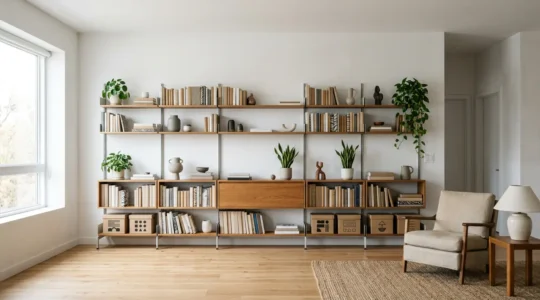 Modern modular storage system installed in a rental apartment showcasing flexibility and adaptability