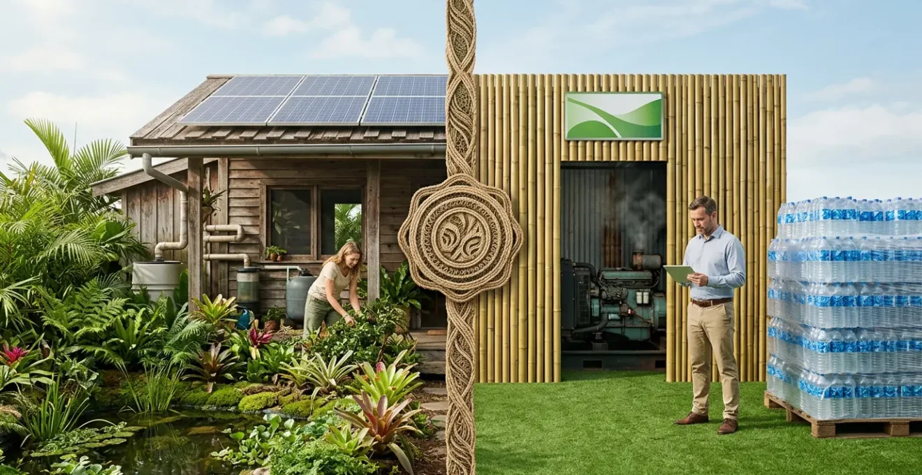 Authentic eco-lodge verification and sustainable tourism certification concept