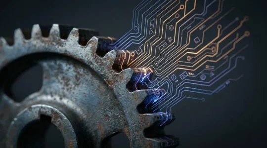 Abstract representation of strategic business transformation and industry pivots