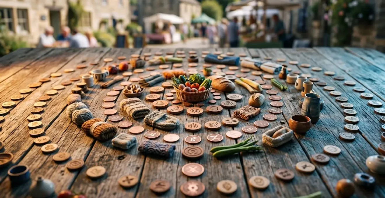 Visual metaphor showing the journey of money circulating through a local rural economy