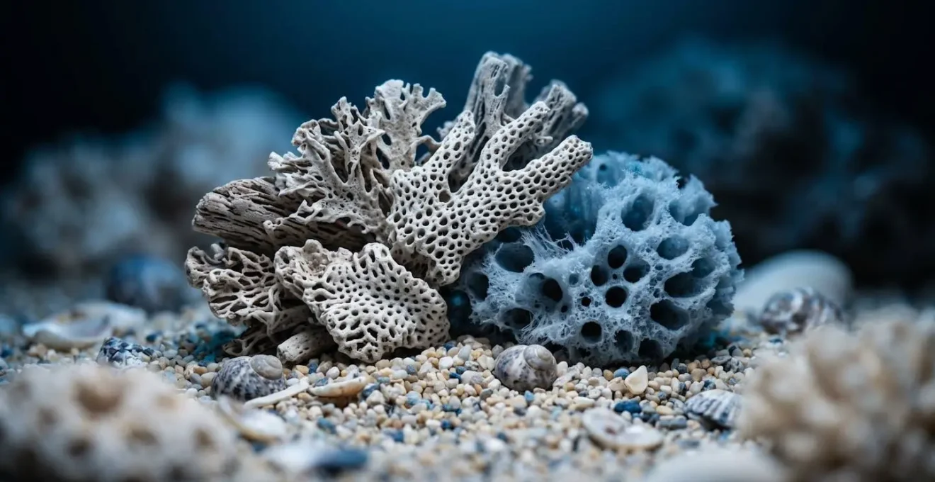 Macro photograph of delicate marine ecosystem textures showing fragility
