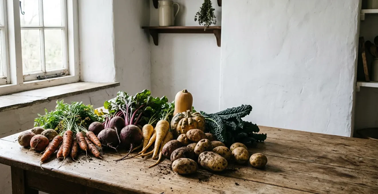 Fresh seasonal vegetables arranged in natural abundance showcasing cost-effective grocery shopping