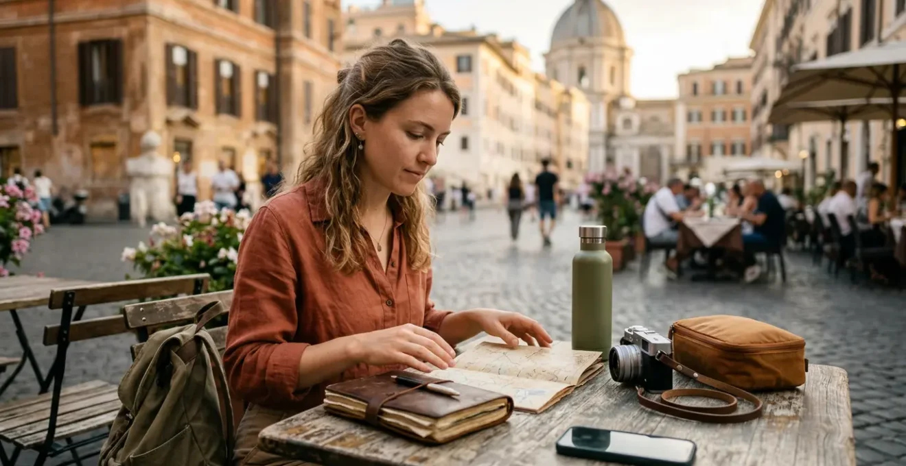 Traveler planning spontaneous European summer journey with flexible itinerary mindset