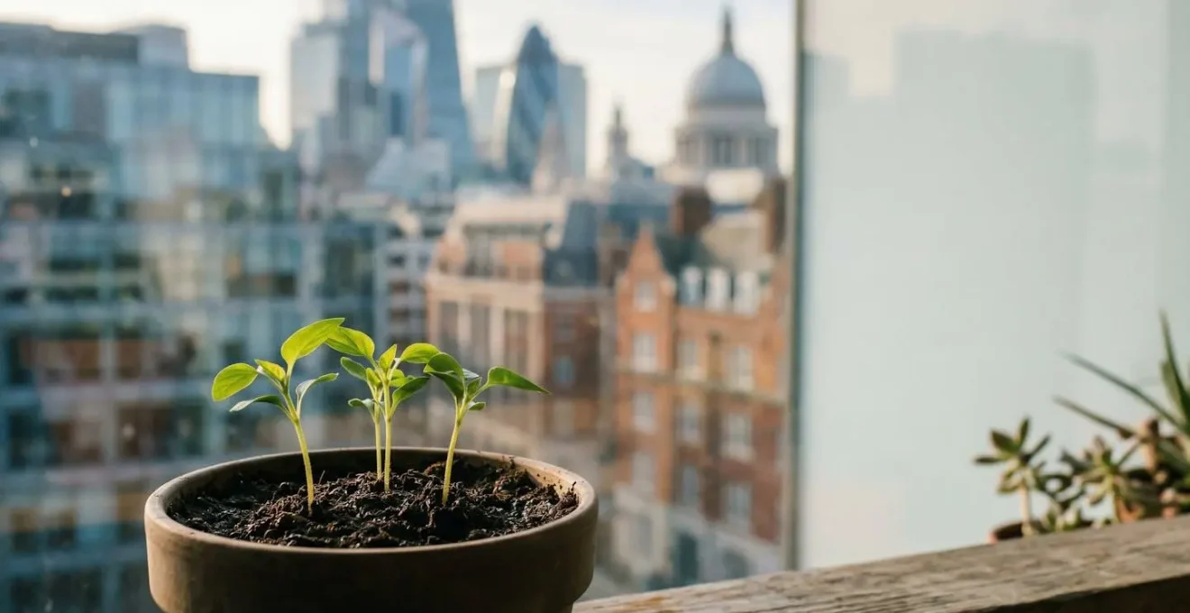Professional editorial photograph depicting the UK startup seed funding ecosystem with symbolic representation of growth and investment