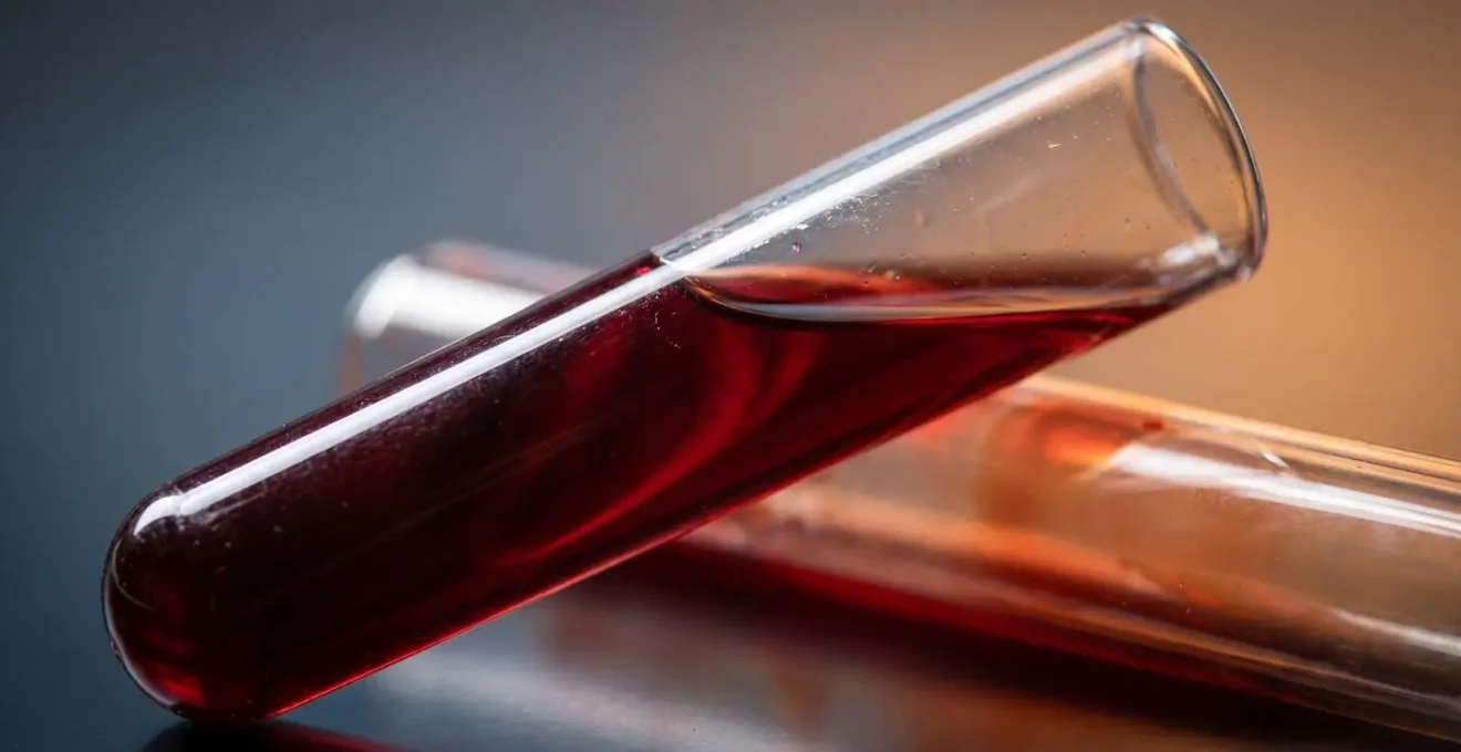 Close-up macro photography of laboratory test tubes with liquid samples showing subtle color gradients and textural details